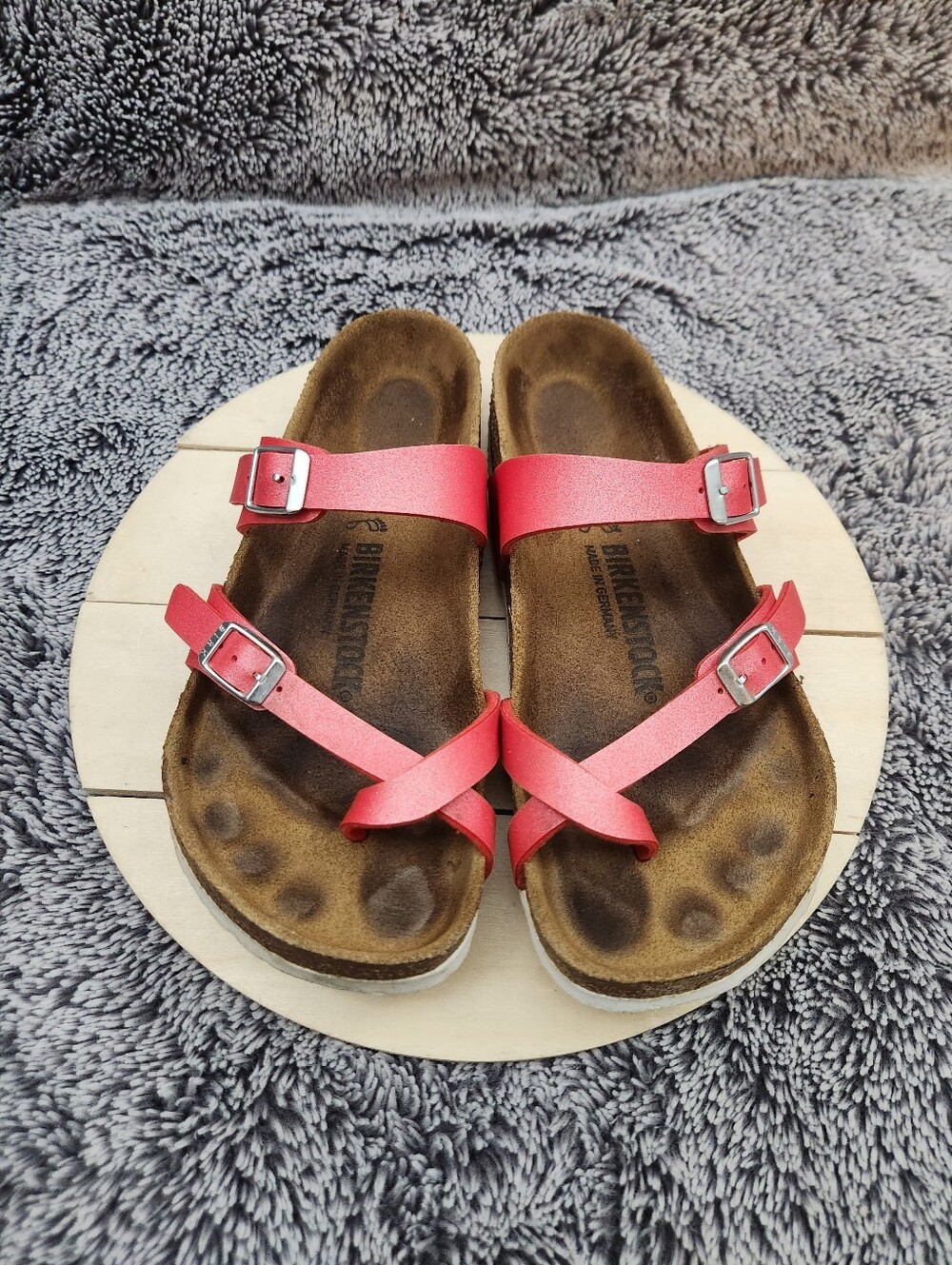 Birkenstock Mayari Icy Metallic Poppy Birko-Flor Sandals Women's Size 7 - Picture 3 of 9